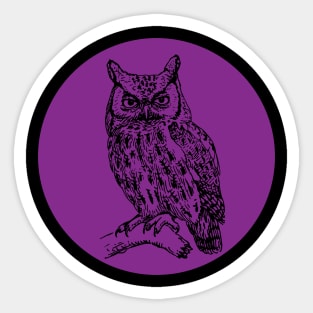 Halloween Owl, Portents, Omens, Signs, and Fortunes - Purple and Black Style Sticker